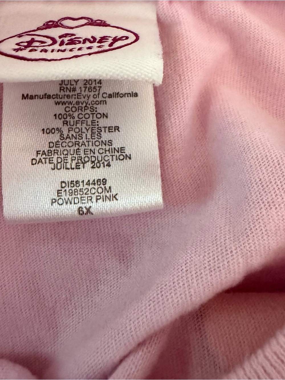Disney Princess Girls 6X Pink Cinderella Belle Aurora Ruffle Hem Shirt Top - Picture 5 of 5